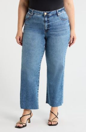 Kut from the Kloth Raw Hem High Waist Ankle Wide Leg Jeans in Star at Nordstrom, Size 16W