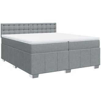 vidaXL Vidaxl - Cama Box Spring Con Colch&oacute;n Tela Gris Claro 200x200 Cm