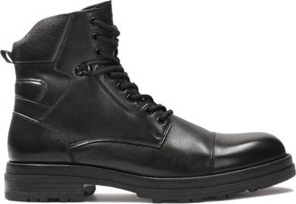 Kazar Leren enkellaarsjes met veters - Heren - Veterlaarzen - Zwart - 41 EU - Leer - Schoenen