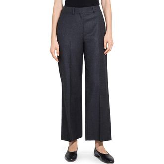 Theory Sleek Flannel Straight Classic Pants in New Charcoal Melange at Nordstrom, Size 00