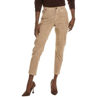 Brunello Cucinelli WomenS Almond Leather Cropped Pants, Size 6