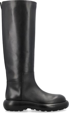 Jil Sander Zwarte Gesloten Laarzen Aw 23 - Dames - Hoge Laarzen - Zwart - 35 EU - Leer - Schoenen