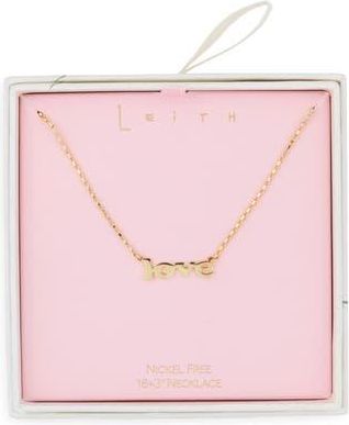 Leith Block Love Script Necklace in Gold at Nordstrom Rack