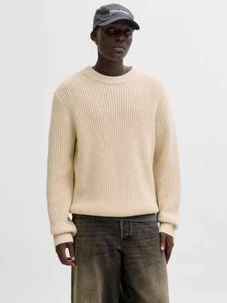 Jack & Jones Strickpullover JACK & JONES JORBLEECKER KNIT CREW NECK BF, Herren, Gr. XL, sea salt, Strick, Obermaterial: 65% Polyacryl, 35% Baumwolle, unifarben, re
