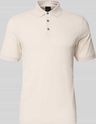 Bugatti Slim Fit Poloshirt mit Strukturmuster in Beige, Gr&ouml;&szlig;e XXXL