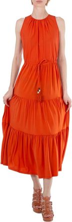 Max Mara Orange Kren Jersey Tiered Sleeveless Midi Dress, Brand Size 34 (US Size 0)