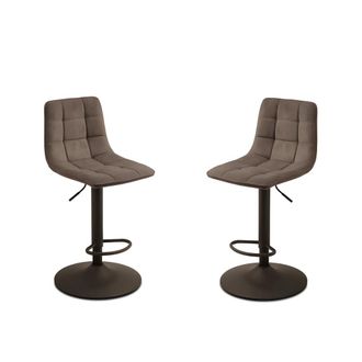 MondoViro Lote de 2 taburetes efecto piel marr&oacute;n cm 45x45 91h