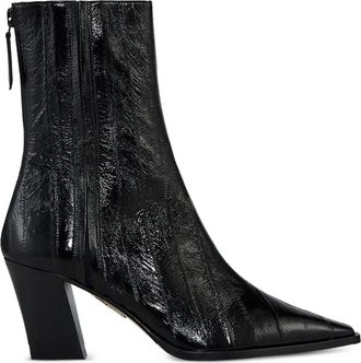Aquazzura 70mm Francoise pointed-toe ankle boots - women - Calf Leather/Inshore Hagfish Skin/Goat Skin - 38.5 - Black