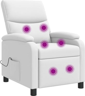 vidaXL Silla De Masajes Reclinable Blanco Cuero Sint&eacute;tico Vidaxl