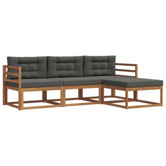 vidaXL Conjunto De Sof&aacute;s De Exterior 4 Pcs Natural Y Antracita Vidaxl