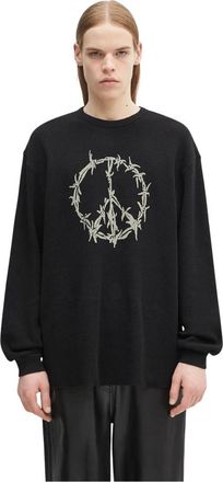 Aries Peace Press Gothic Waffle LS Tee - Dames - Longsleeves - Zwart - XL - Katoen - Tops