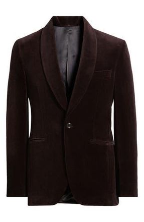 Jack Victor Harley Shawl Collar Cotton Herringbone Dinner Jacket in Burgundy at Nordstrom Rack, Size 40 Long