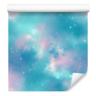 OEM Carta Da Parati Con Motivo Galassia Ad Acquerello Nei Toni Del Turchese, Blu E Celadon, 50x1000 Cm