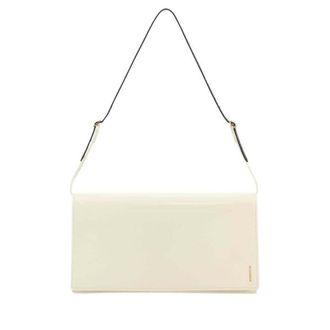 Jil Sander White Leather Medium File Shoulder Bag Eggshell Borse A Mano