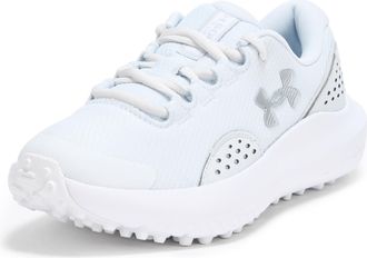 Under Armour Womens Surge Golf Cleat Sneaker, (100) Distant Gray/White/Metallic Silver, 4.5 UK