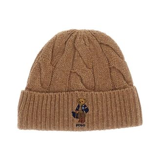 Polo Ralph Lauren Accessoires, Dames, Beige, ONE Size, Wol, Polo Bear Rib-Knit Muts