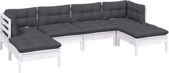 vidaXL Vidaxl - Muebles De Jard&iacute;n 6 Pzas Con Cojines Blanco Madera De Pino