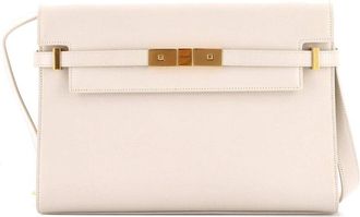 Saint Laurent White Sheep Leather Manhattan Shoulder Bag Medium (Authentic Pre-Loved)