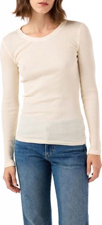 Amo Swoon Long Sleeve Ribbed Top In Bone