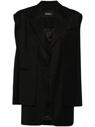 GOEN.J layered blazer - women - Wool/Polyester/Cupro - L - Black