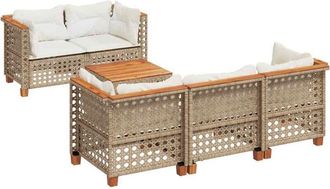 vidaXL Juego De Sof&aacute;s Jard&iacute;n Con Cojines 6 Pzas Rat&aacute;n Sint&eacute;tico Beige Vidaxl