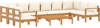 vidaXL Set De Sof&aacute;s De Jard&iacute;n Con Cojines 8 Pzas Madera Maciza Acacia Vidaxl