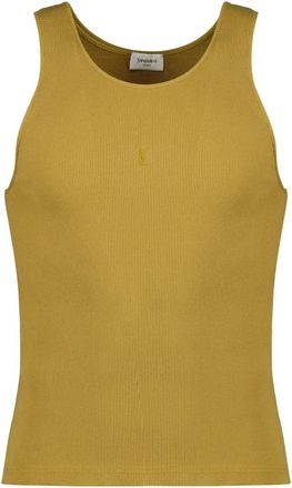 Saint Laurent Sleeveless Tops, male, Yellow, Size: XS Cassandre Tank Top