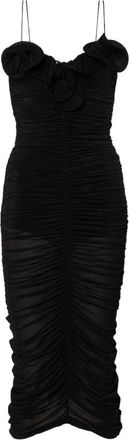 Magda Butrym Black Ruffled Ruched Midi Dress Size M