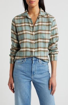 Frank & Eileen Barry Tailored Fit Button-Up Shirt in Green/Sand/Black Plaid at Nordstrom Rack, Size X-Large