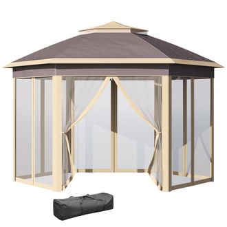 OUTSUNNY Carpa plegable 405x340x285 cm beige