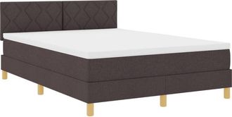 vidaXL Vidaxl - Box Spring Bed with Mattress Dark brown 140 x 200 cm Fabric