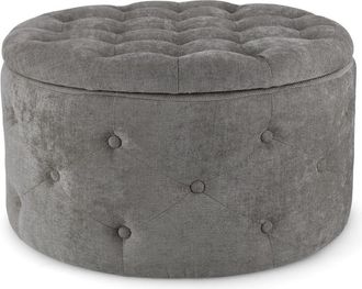 Konte Design Pouf zapatero de tela gris oscuro