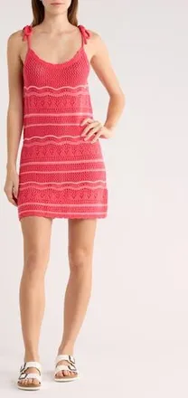 Abound Stripe Open Knit Minidress in Pink Ribbon Multi at Nordstrom Rack, Size X-Small