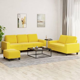 vidaXL Vidaxl - Juego De Sof&aacute;s 3 Piezas Tela Amarillo Claro