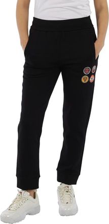 Roberto Cavalli Ladies Black Lucky Symbols Applique Relaxed Fit Sweatpants, Brand Size 44 (US Size 10)