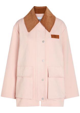 Ganni Corduroy-collar Twill Jacket - Light Pink - Xxs/xs (UK4-6 / XS)