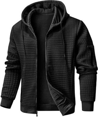 Generic Mens Hoodies Full Zip Sweatshirts Lightweight Waffle Long Sleeve Coats Warm Loose Fit Hooded Drawstring Jumpers Comfortable Outdoor Sports Jackets Aut