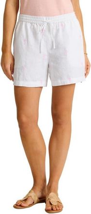 Tommy Bahama Palm Tree Embroidered Linen Shorts in Cyber Light at Nordstrom, Size X-Large