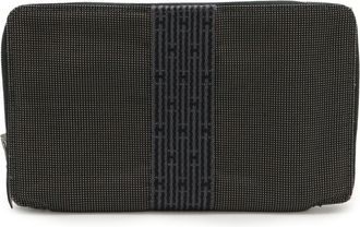 Herm&egrave;s Gray Canvas Long Wallet (Bi-Fold) (Pre-Owned)