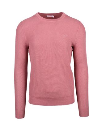Sun 68 Old Rose Knit Cotton Crewneck Sweater