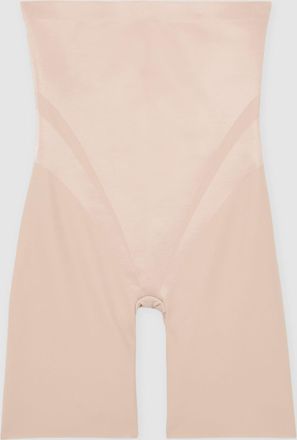 Spanx Beige High-waisted Mid-thigh Shorts, Champagne XS
