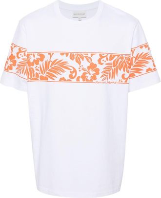 Maison Kitsuné floral-print cotton T-shirt - men - Cotton - L - White