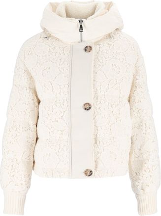 Ermanno Scervino Floral Lace Overlay Short Down Jacket
