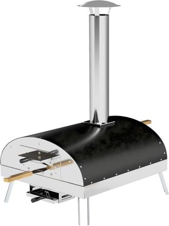 OUTSUNNY Mini Horno De Pizza Exterior Port&aacute;til Horno De Le&ntilde;a Con Piedra Refractaria &Oslash;33 Cm Term&oacute;metro Y Bandeja Giratoria Para Terraza Camping