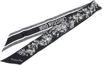 Dior Pre-owned Toile de Jouy Flower Mitzah Zijden Sjaal - Dames - Vintage Accessoires - Zwart - ONE Size - Vintage