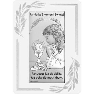 OEM Cuadro Plata Recuerdo Primera Comuni&oacute;n Regalo Primera Comuni&oacute;n Ni&ntilde;a 6717op-a 9,5 X 13 Cm