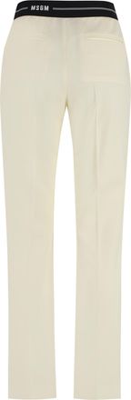 Msgm Womens Wool Trousers Ivory Virgin Straight