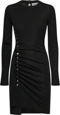 John Richmond Korte stretch gebreide jurk met asymmetrische juweelknopen - Dames - Korte kleedjes - Zwart - 2XS - Nylon - Kleedjes
