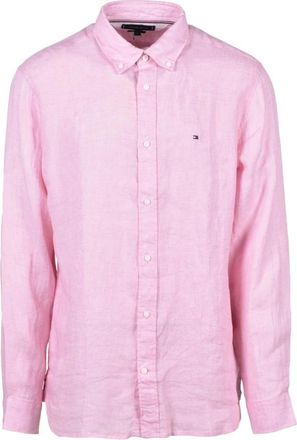 Tommy Hilfiger Linnen Overhemd - Heren - Casual Overhemden - Roze - S - Linnen - Overhemden
