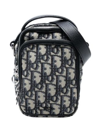 Dior 2019 Micro Oblique Canvas Rider Pouch satchel - unisex - Canvas/Leather - One Size - Blue